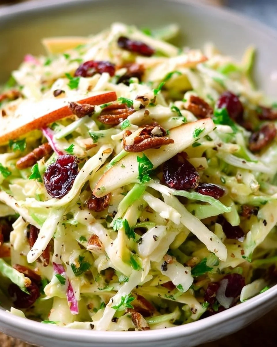 Apple Coleslaw with Cranberries and Pecans