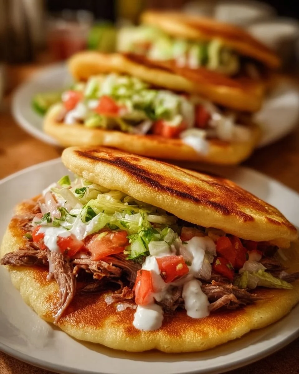 Plate of authentic Mexican gorditas filled with savory ingredients