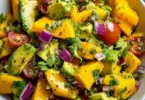 Fresh avocado and mango salad with vibrant colors and healthy ingredients