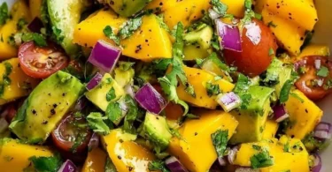 Fresh avocado and mango salad with vibrant colors and healthy ingredients