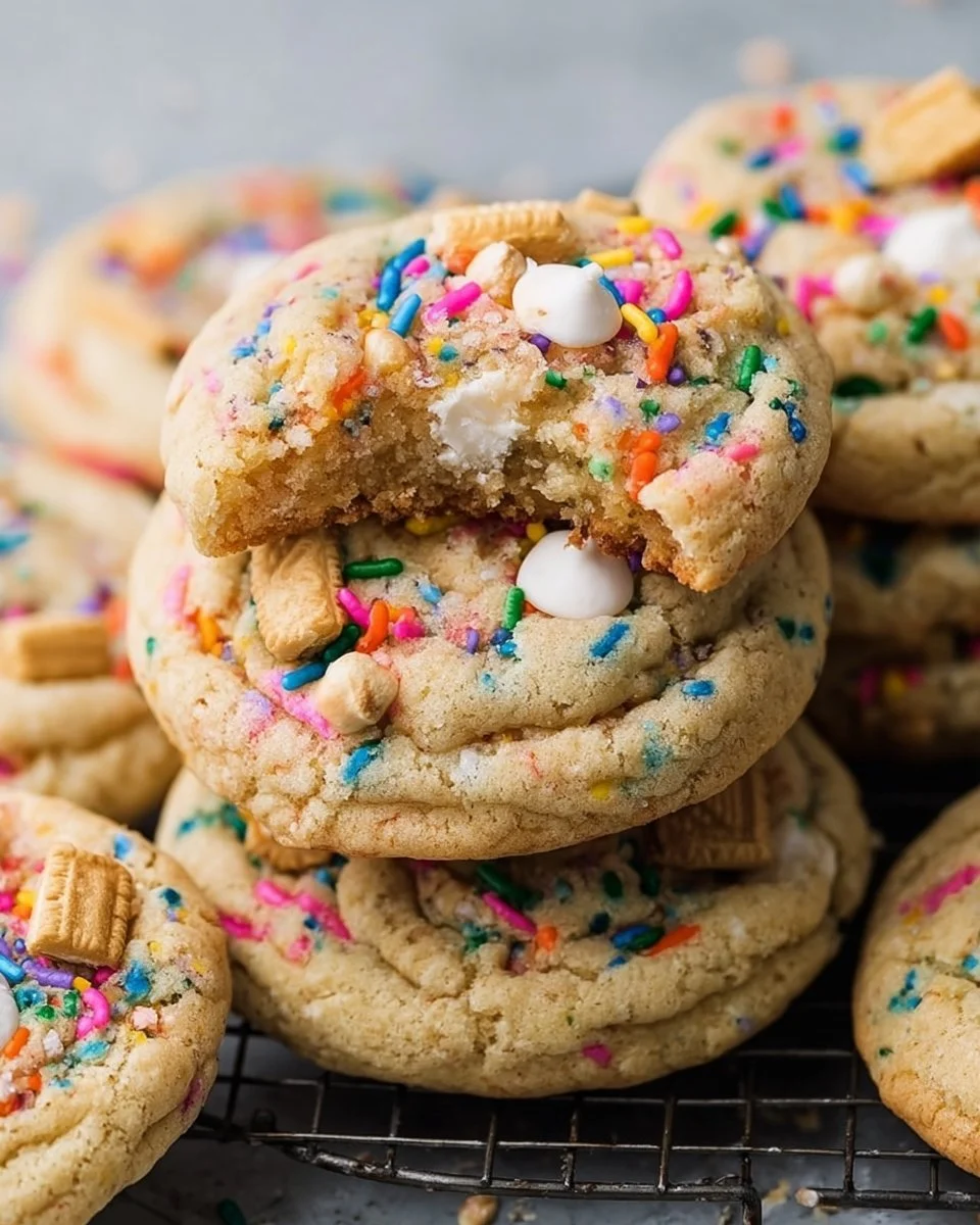 Delicious Birthday Cake Cookies with colorful sprinkles on a plate