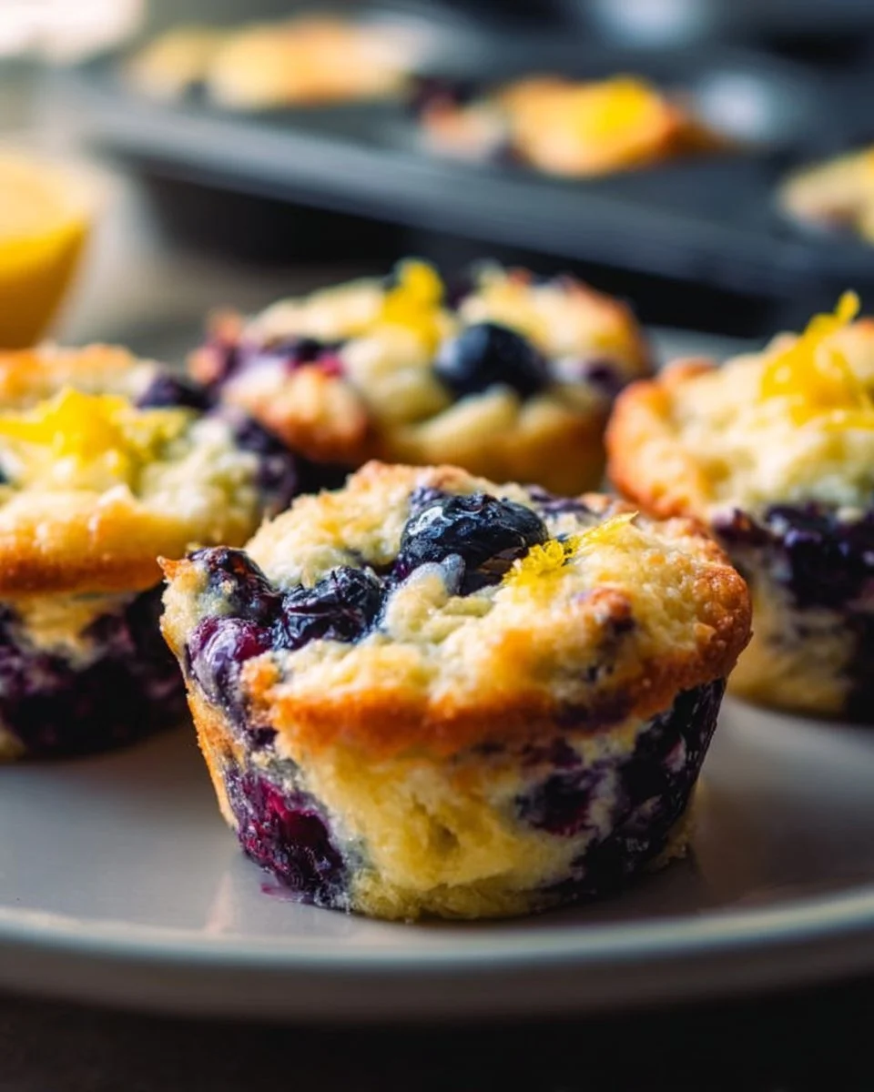 Blueberry and lemon zest cottage cheese bites on a white plate