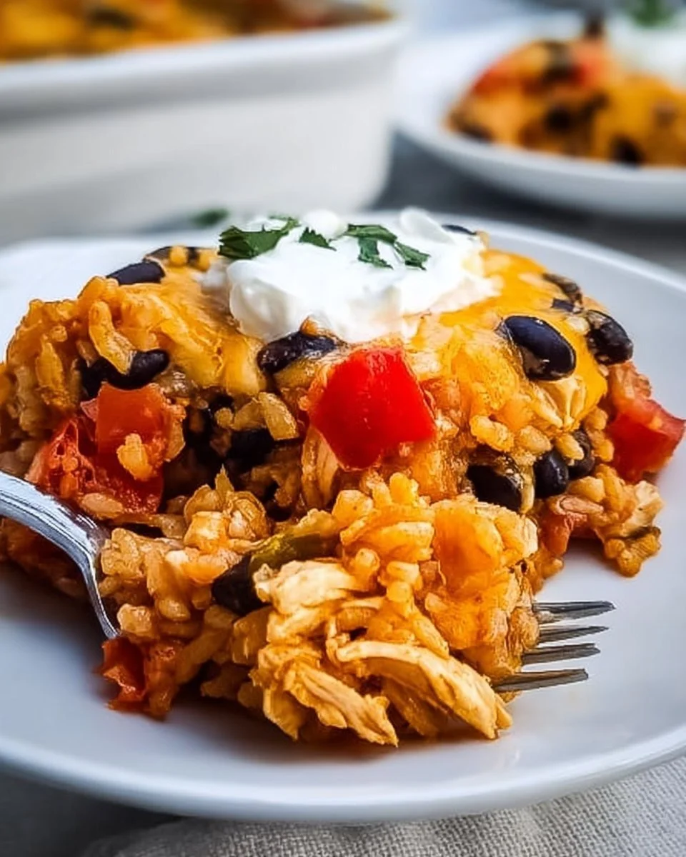 Cheesy Chicken Taco Casserole with Black Beans
