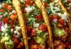 Delicious Chicken Street Tacos served with fresh toppings and salsa