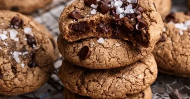 Freshly baked coffee cookies on a cooling rack