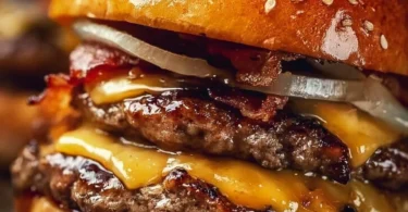 Delicious Crack Burger topped with fresh ingredients and melted cheese
