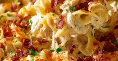 Delicious Crazy Good Casserole served in a colorful dish