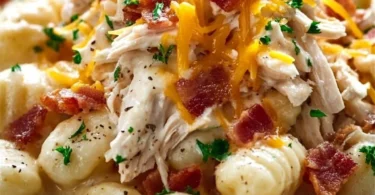 Delicious creamy Crack Chicken Gnocchi served in a bowl
