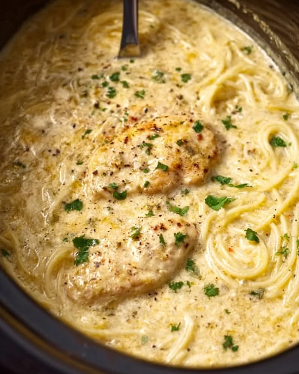 A delicious serving of Crock Pot Angel Chicken on a plate