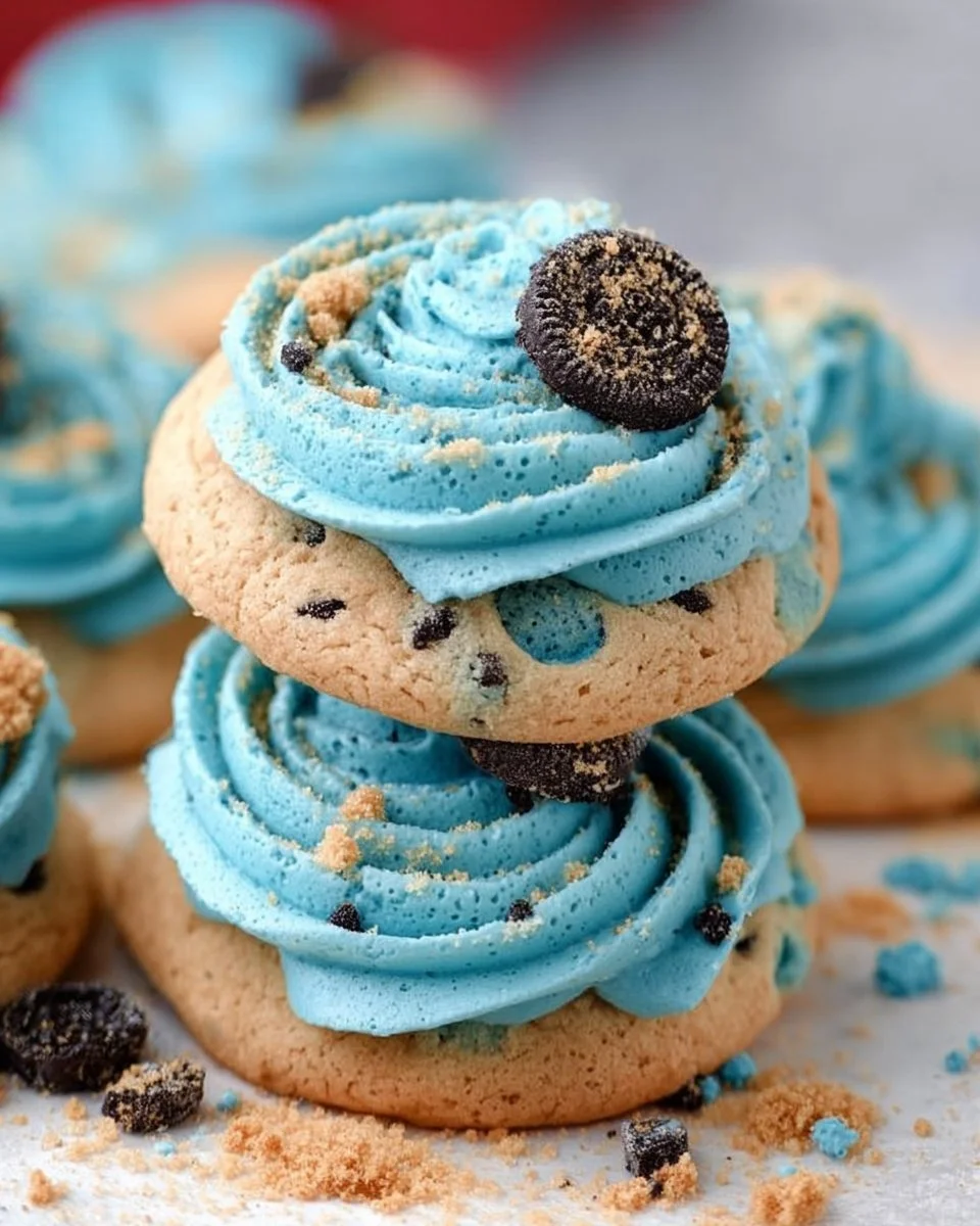 Delicious Crumbl Blue Monster Cookie on a plate with colorful toppings