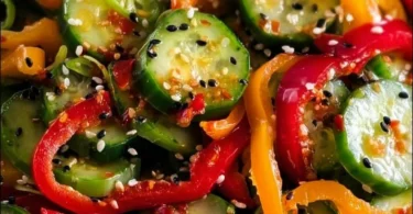 Cucumber Sweet Pepper Salad with fresh vegetables and vibrant colors