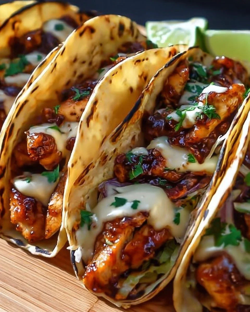 Garlic Butter Honey BBQ Chicken Tacos