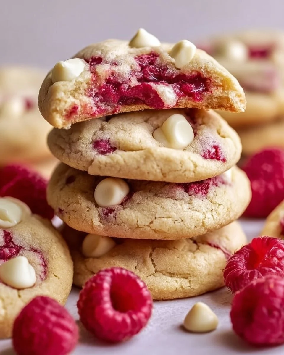 Gooey Raspberry White Chocolate Cookies