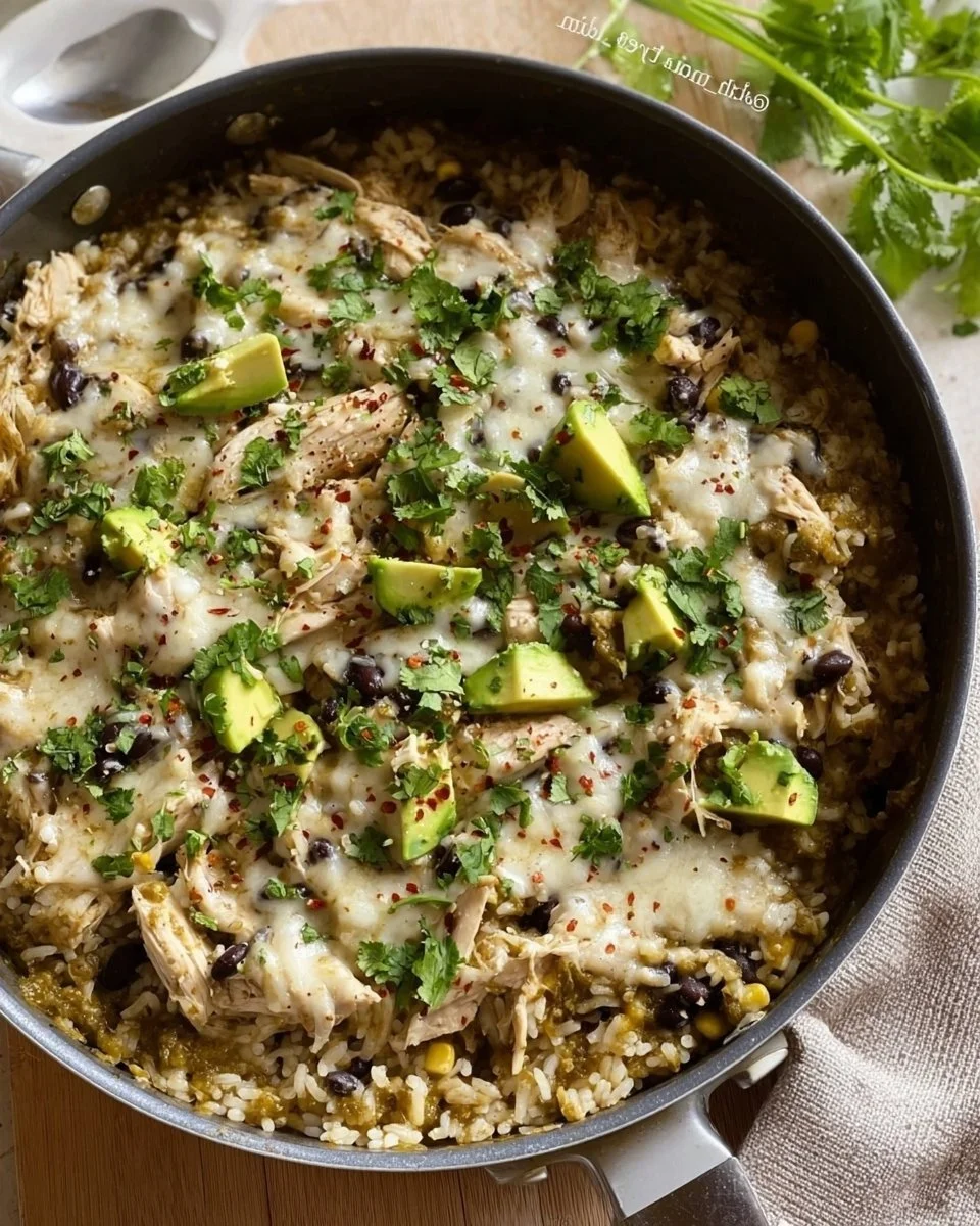 Green Sauce Chicken & Rice Skillet