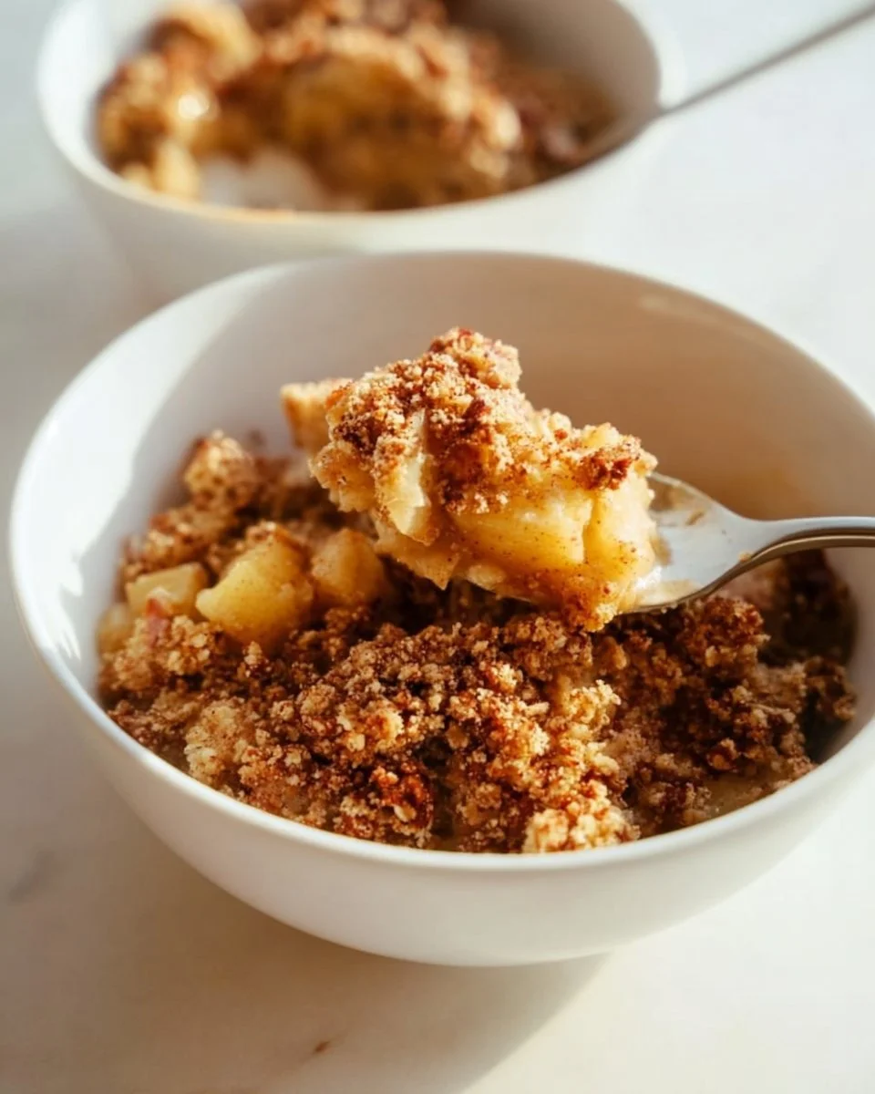 Healthy Breakfast Apple Crumble with oats and fruits