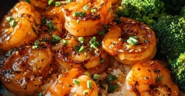 Delicious Honey Garlic Shrimp Bowls with fresh vegetables and rice