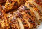Juicy 30-Minute Baked Chicken Breast served on a plate with herbs