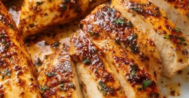 Juicy 30-Minute Baked Chicken Breast served on a plate with herbs