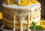 Delicious Limoncello Mascarpone Cake with lemon zest and creamy mascarpone frosting