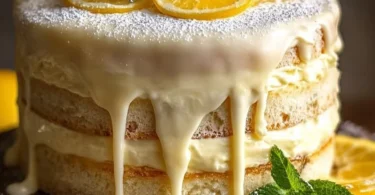 Delicious Limoncello Mascarpone Cake with lemon zest and creamy mascarpone frosting