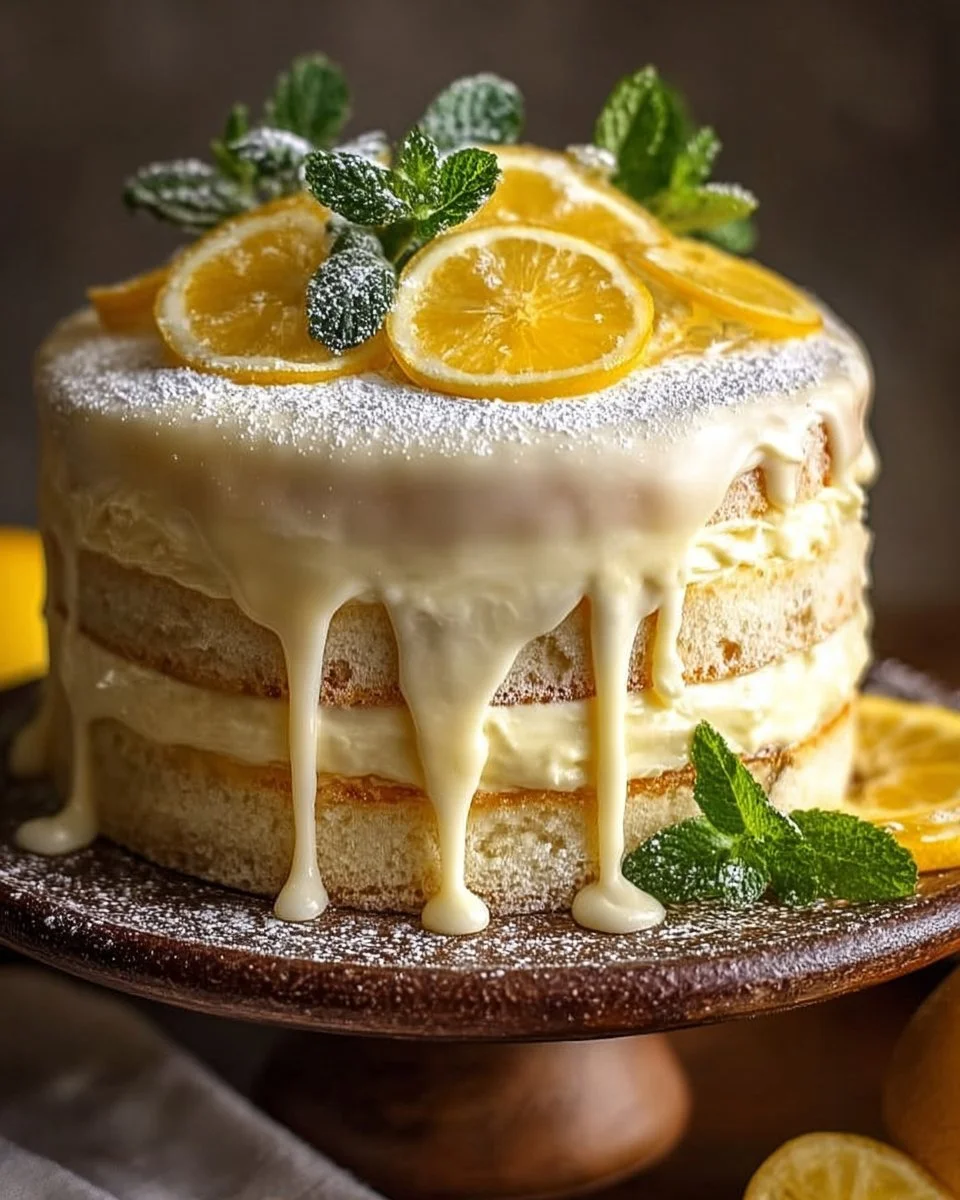 Delicious Limoncello Mascarpone Cake with lemon zest and creamy mascarpone frosting