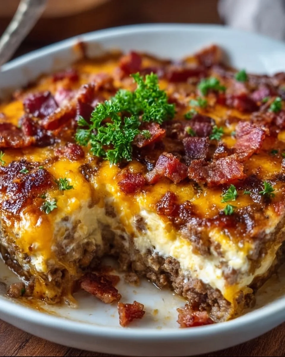 Low-Carb Bacon Cheeseburger Casserole