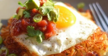 Delicious Mexican Crispy Hashbrown Haystacks served with toppings.