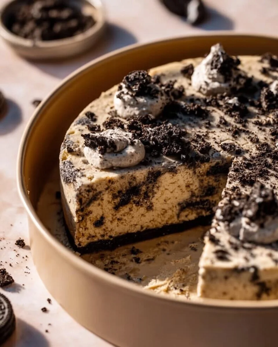 Delicious Oreo Cookie Cake with creamy frosting and crushed Oreos on top