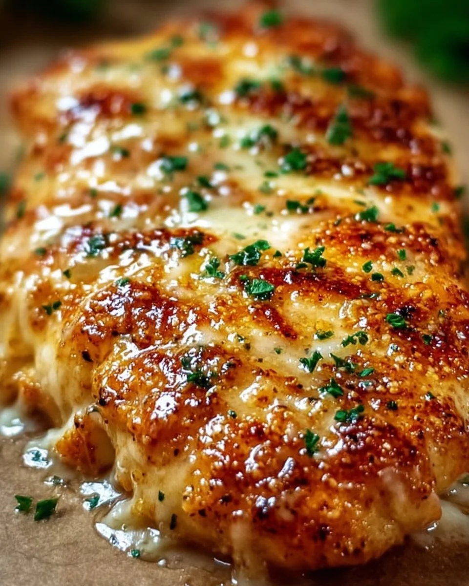 Deliciously baked Parmesan Chicken with herbs and cheese