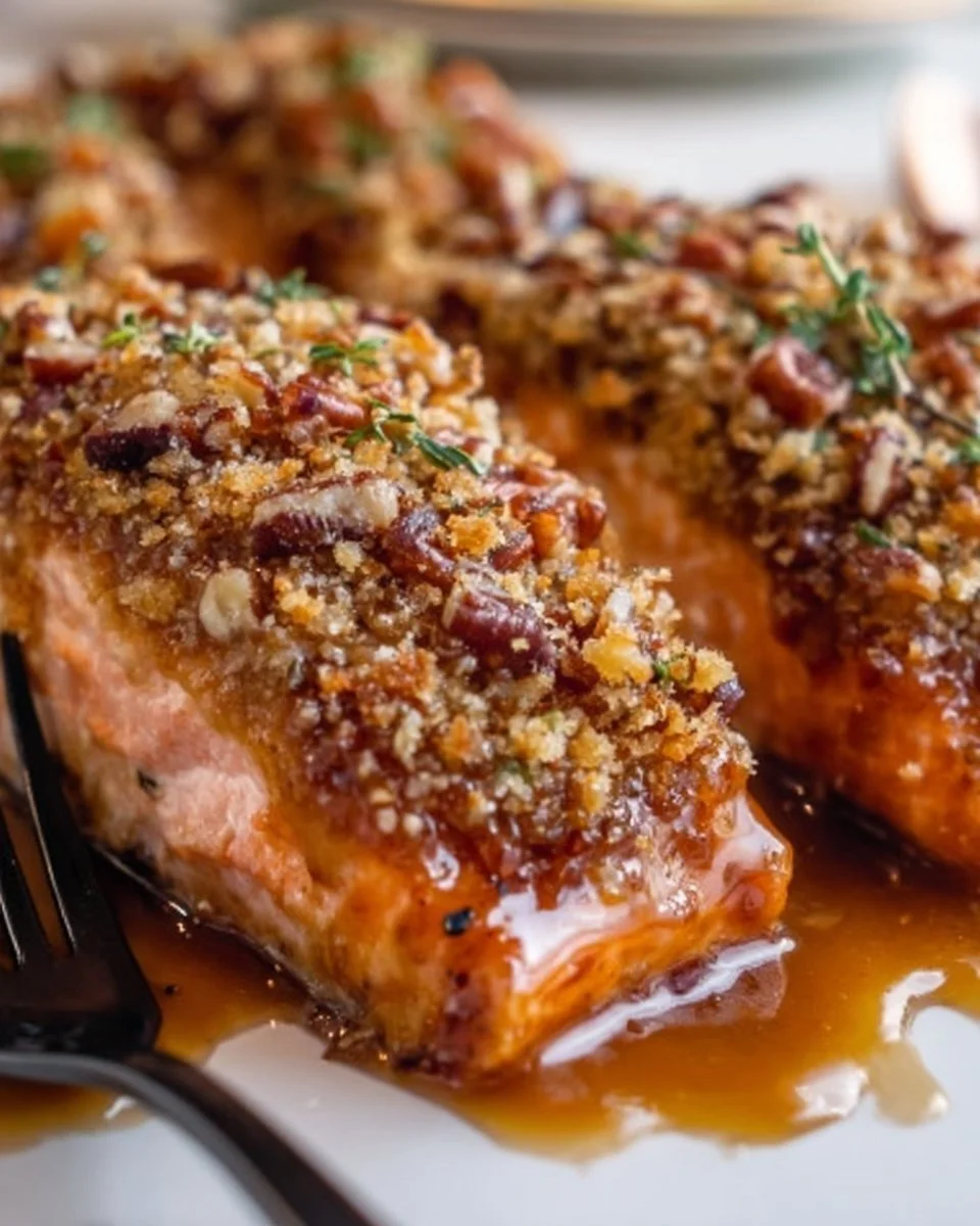 Pecan Crusted Salmon with Maple-Bourbon Glaze