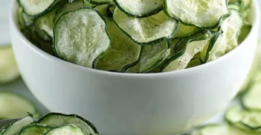 Crispy salt and vinegar cucumber chips served in a bowl