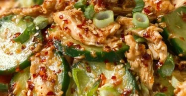 Delicious Thai Cucumber Salad with Chicken, vibrant ingredients and fresh flavors