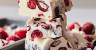 Homemade yogurt bark topped with fresh fruits and nuts